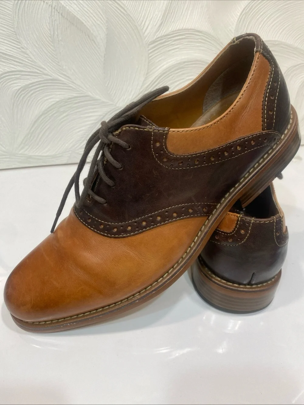 G.H. Bass Casanova Men’s Carmel Brown Leather Casual Oxfords Shoes US Size 8.5M